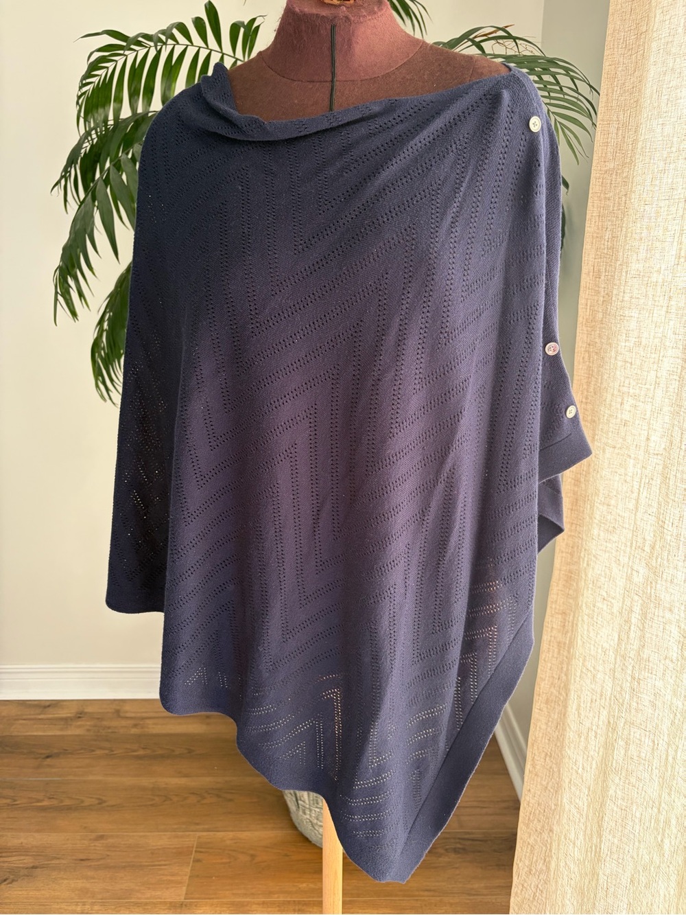 Talbots Navy Blu Women's Knit Poncho Sz ML